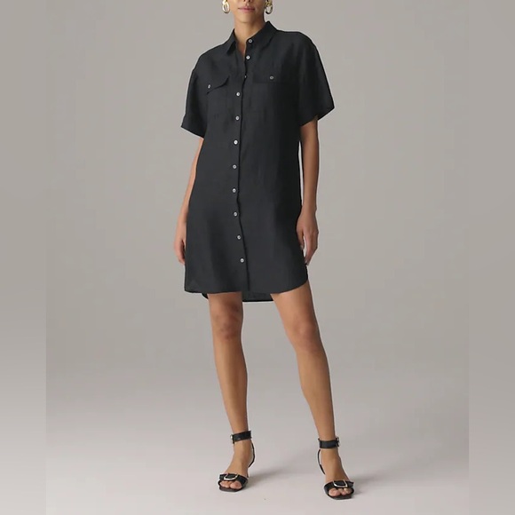 NWT | J CREW Linen Utility Shirt Dress in Black - Picture 10 of 10